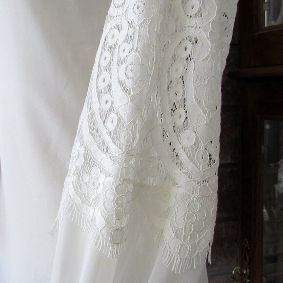 LACE BLOUSE, 8, CREAM OFF-WHITE IVORY by WHITE HOUSE BLACK MARKET, LONG SLEEVES - Picture 5 of 8